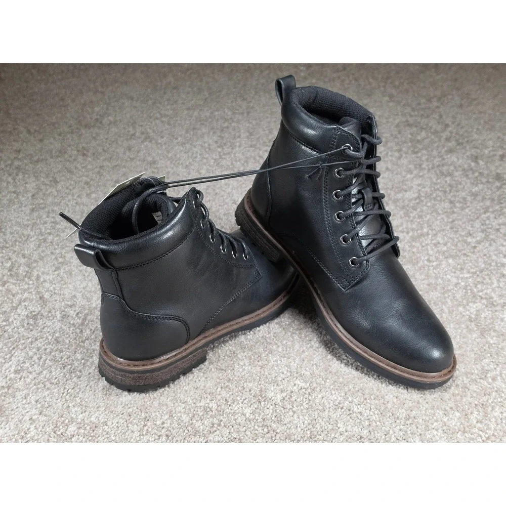 Goodfellow & Co Jeffrey Black Lace Up Boots Mens 7 Memory Foam Lug Sole New